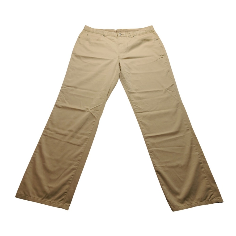 Bullock & Jones Men's Khaki Chino Pants 36 Tan 100% Cotton Twill Straight Leg